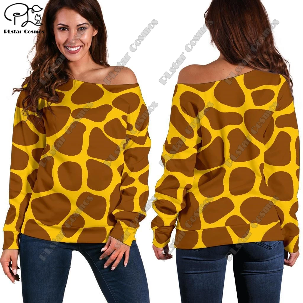 3D printing retro series retro geometric print pattern women's long-sleeved off-shoulder sweatshirt casual long-sleeved F-6