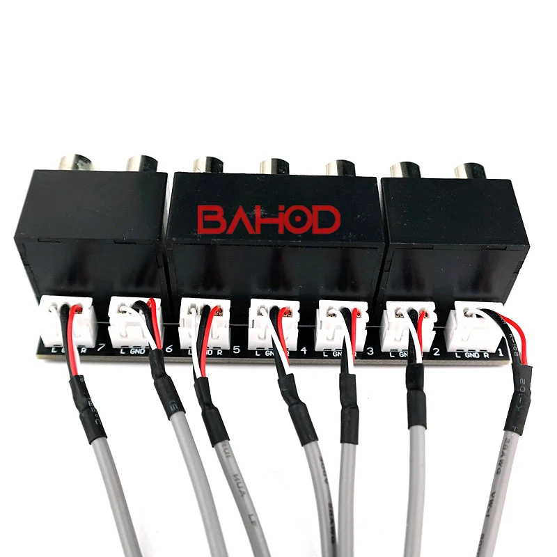 BAHOD 6-Way Dual-Channel Audio Signal Switcher Knob Switch Board With Sealed RCA Lotus Seat Shielded Wire