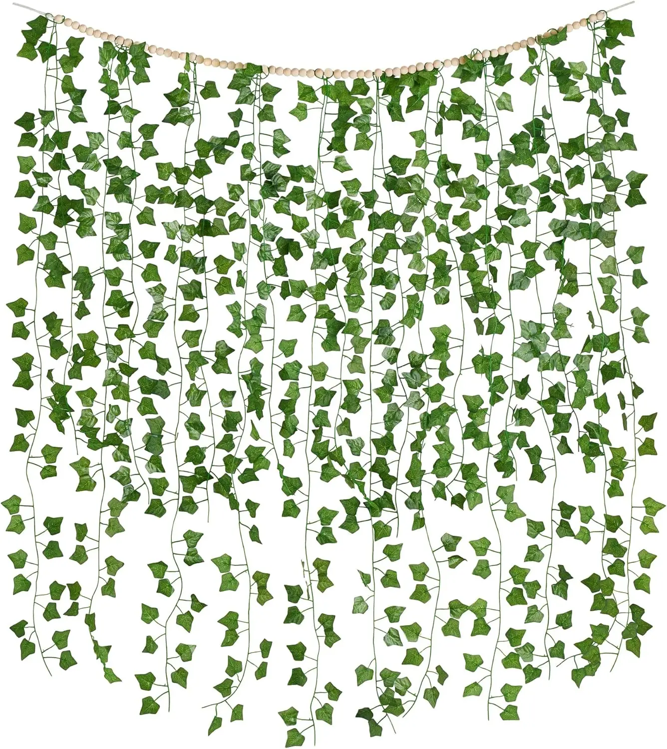 

Искусственные висячие гирлянды с деревянными бусинами для декора стен спальни, комнатная зеленая гирлянда для гостиной, квартиры, вечеринки