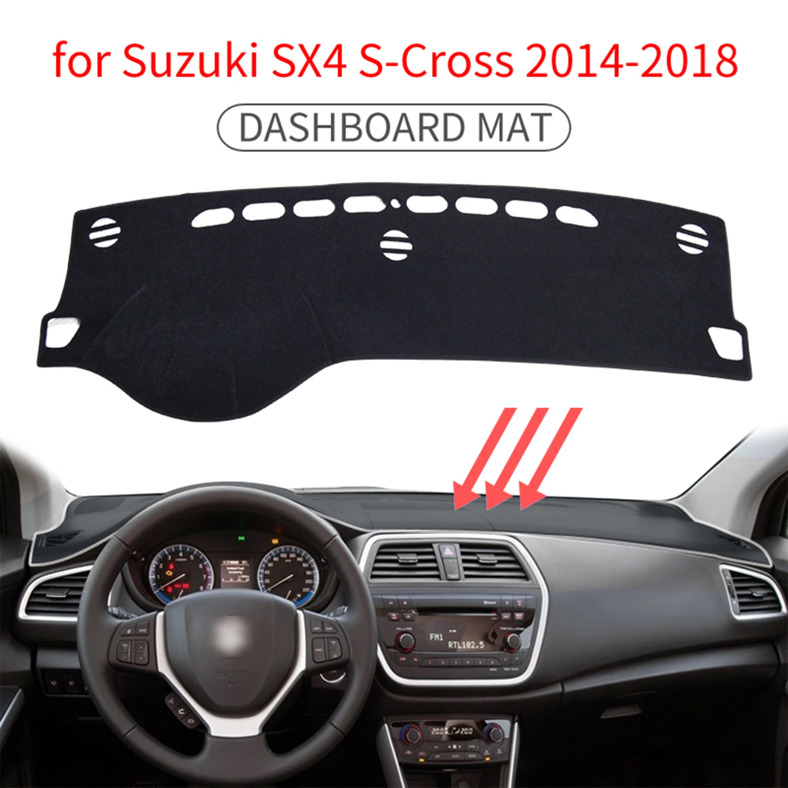 

Car Dashboard Mat for Suzuki SX4 S-Cross SCROSS 2014 2015 2016 2017 2018 2019 Dash Mat Dashmat Sunshade Protective Carpet