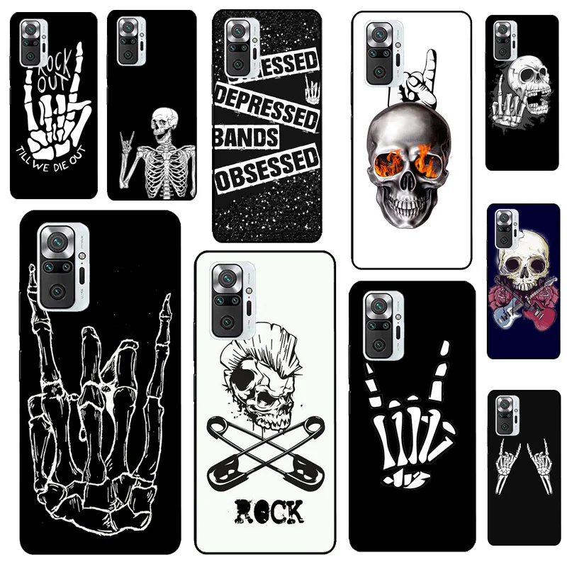 Rock Roll Skull Skeleton hands For Xiaomi Redmi Note 11 10 9 8 Pro 9S 10S Phone Case For Redmi 10 9 9A 9C 9T Cover Shell