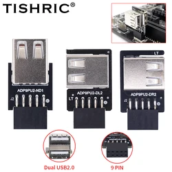 TISHRIC 9Pin To 2 Ports USB 2.0 Expansion card USB 2.0 Motherboard Header 9pin to 2 Ports USB 2.0 Dual USB A 9 Pin Female Adapt
