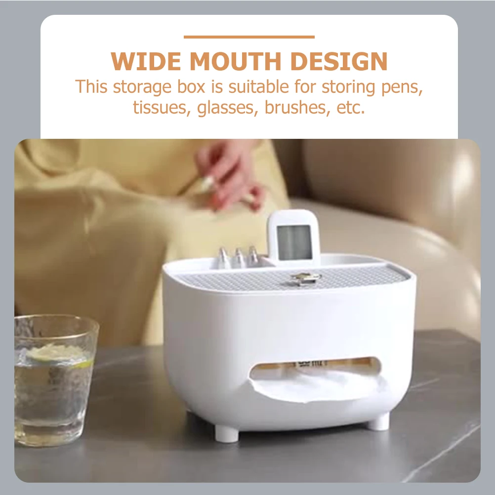 

Multi-Functional Remote Controller Storage Box Compact ABS Plastic Tissue Holder Desktop Organizer Storage Case for Home Office