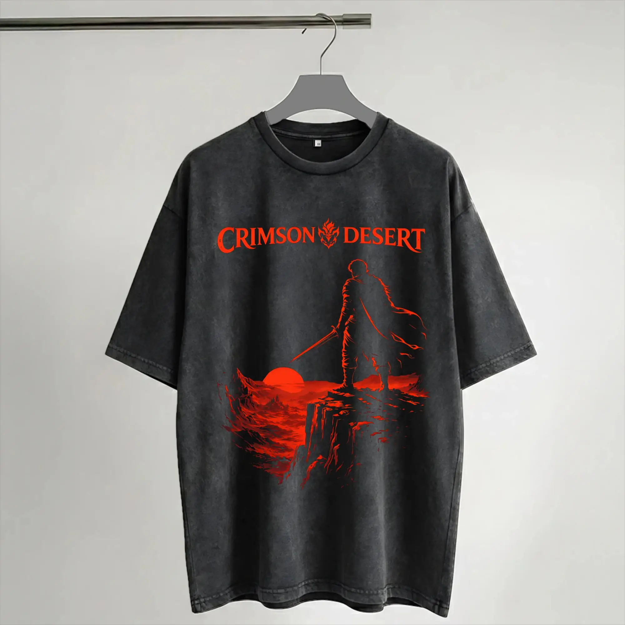 Pearl abyss crimson desert  Outfit Washed T Shirts Men Women Streetwear Hip Hop T-Shirt Printed  Tees Short Sleeve