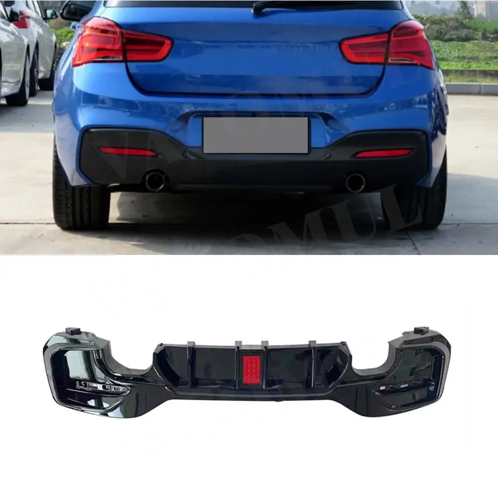 

ABS Rear Diffuser Bumper Lip Spoiler for BMW 1 Series F20 M Sport M135i M140i 2016-2018 With Lamp Rear Bumper Car Styling