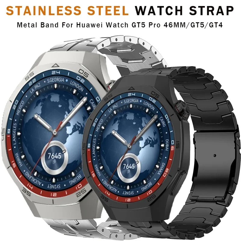 Stainless Steel Strap For HUAWEI WATCH GT5 Pro 46mm Band For Huawei Watch GT5/GT4 46mm Bracelet 22mm Men Metal Business