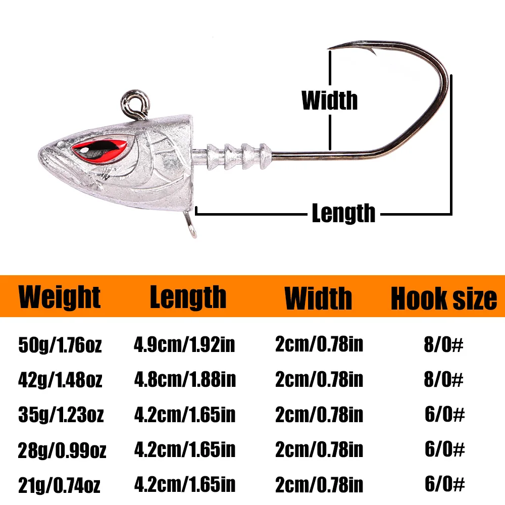 B&U Jig Head cabeza de pez con púas – Anzuelos para vinilo - imagen 2