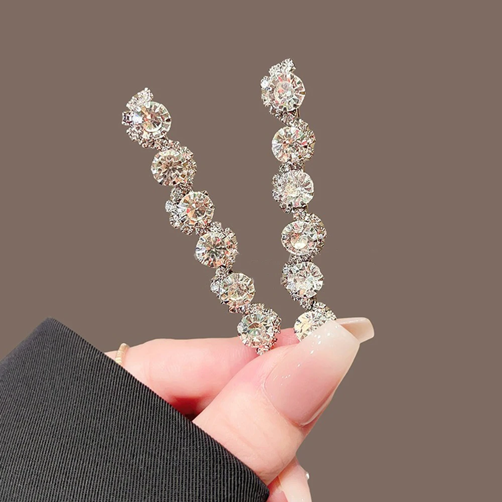 2 stücke Funkelnde Strass Lange Haar Clip Vintage Prominente Stil Frisur Verschönern Hochzeit High-end-Party Temperament Artikel – Detail 7