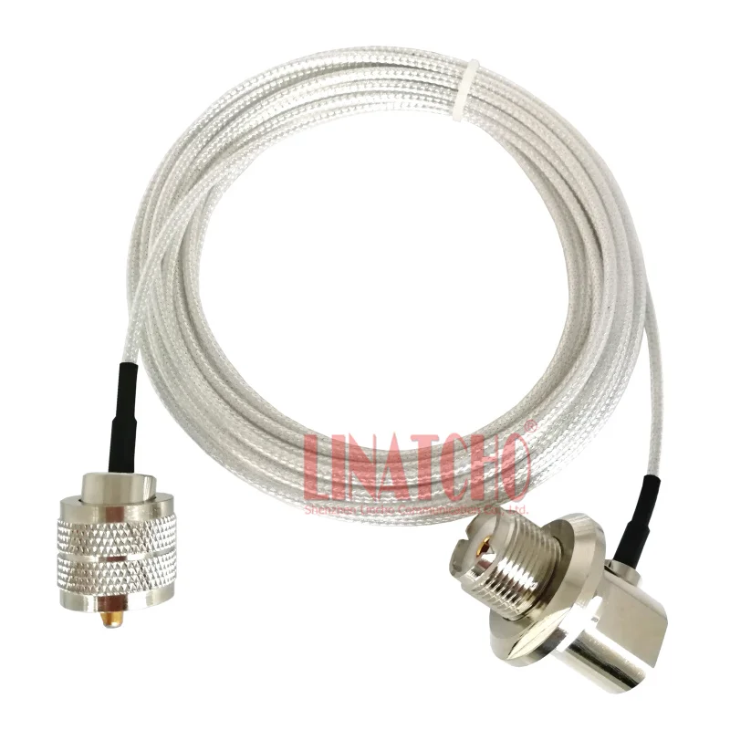 5 Meter White RG316 Low Loss Coxial Coated Car Radio PL259 UHF to M SO239 Antenna Extension Cable