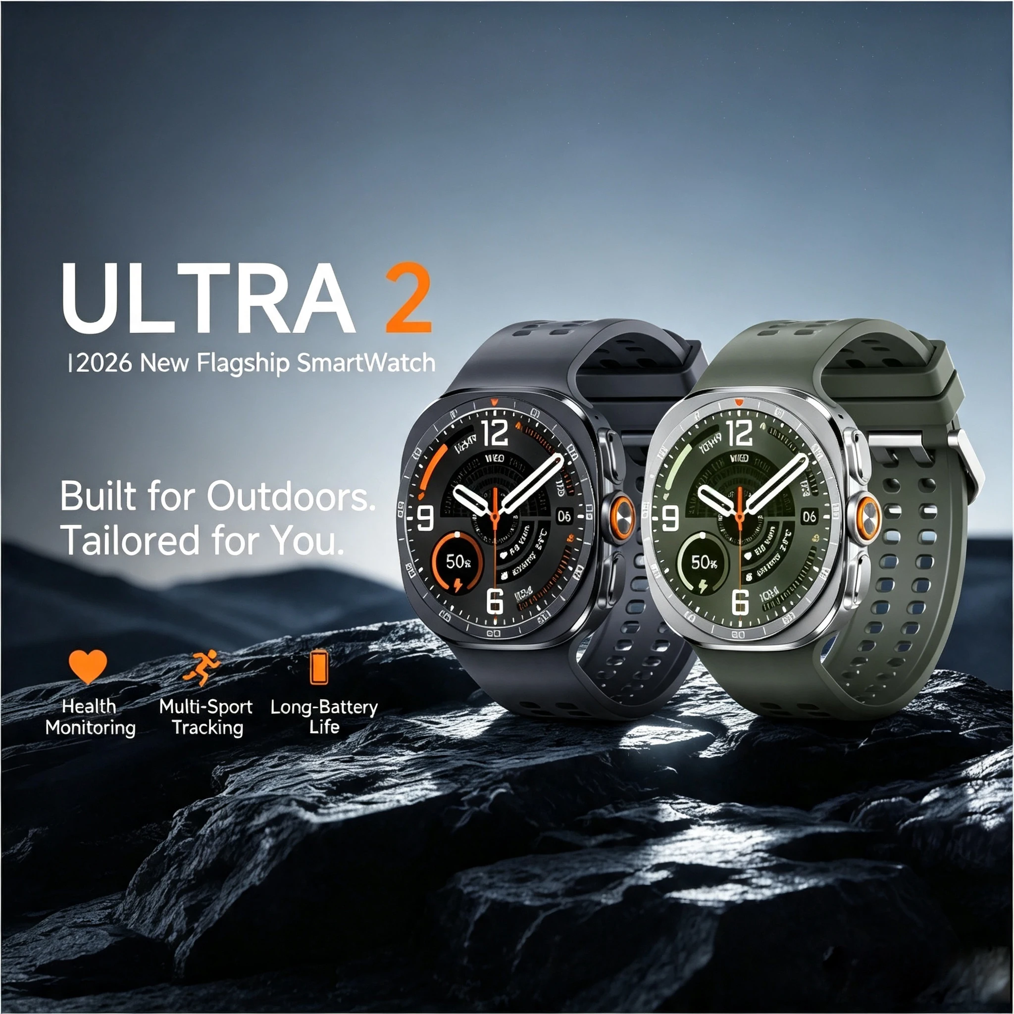 Outdoor Smart Watch Military Built-in Compass Advanced Waterproof Men 100 Sport Calories HD Sapphire Crystal SmartWatch