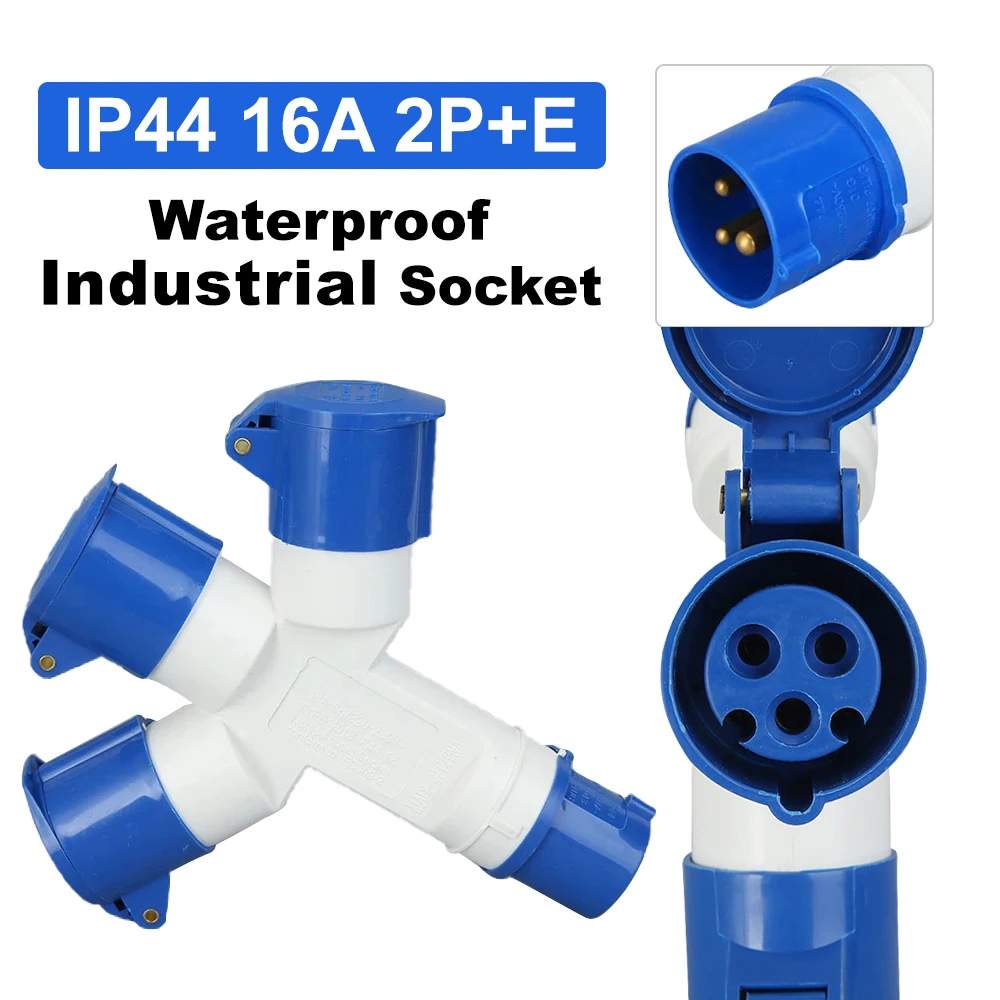 

IP44 Waterproof 16A 2P+E Multifunctional Industrial Plug & Socket Power Electrical Cable Connectors Male Female With Dust Cover