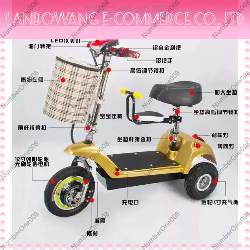 Mini Folding Electric Tricycle, 500W 36V Dolphin Style Lithium Battery Scooter for Elderly Women Commuter E-Bike view 5