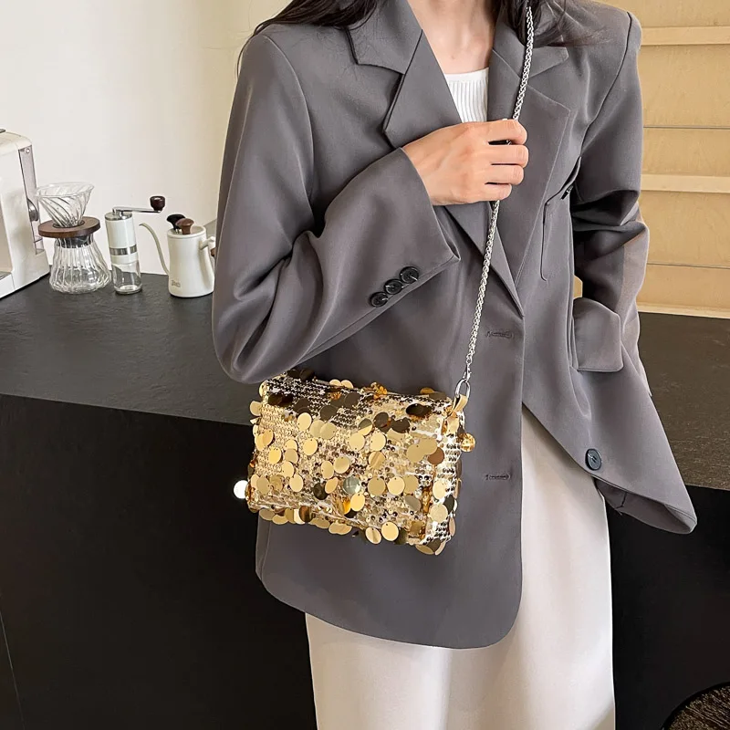 Luxury Gold Sequined Party Purse Eevning Bag Women Summer Fashion Mini Small Bag Satchel Lady Girl Versatile Crossbody Phone Bag