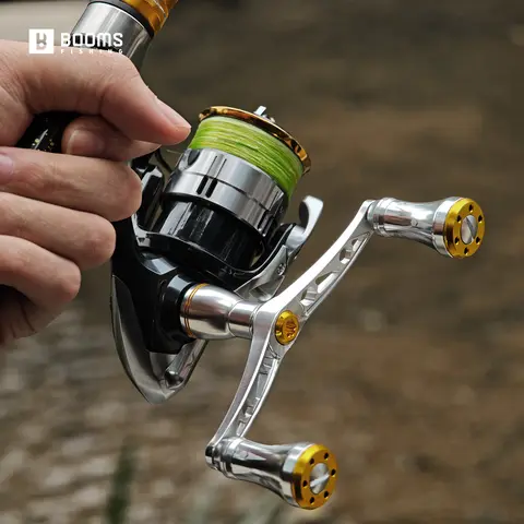 Booms Fishing DR1 Daiwa 스피닝 낚시 릴 손잡이 용 금속 듀얼 그립 핸들 베어링이있는 더블 핸들 낚시 액세서리