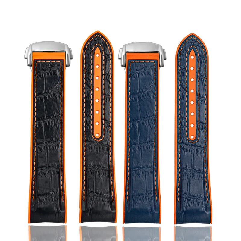 20MM 22MM High Quality Silicone Watch Strap For OMEGA SEAMASTER 300/600 Orange embossed watchband Waterproof And Sweat Resistant