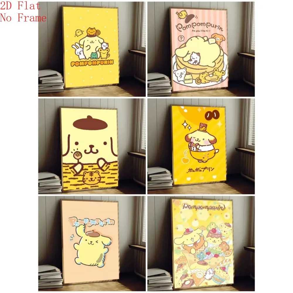 2D Flat, Posters & Prints (Canvas Poster Unframes)2D Flat, Cartoon P-Pom Pom Purin Poster Whitepaper Prints Posters Artwork V
