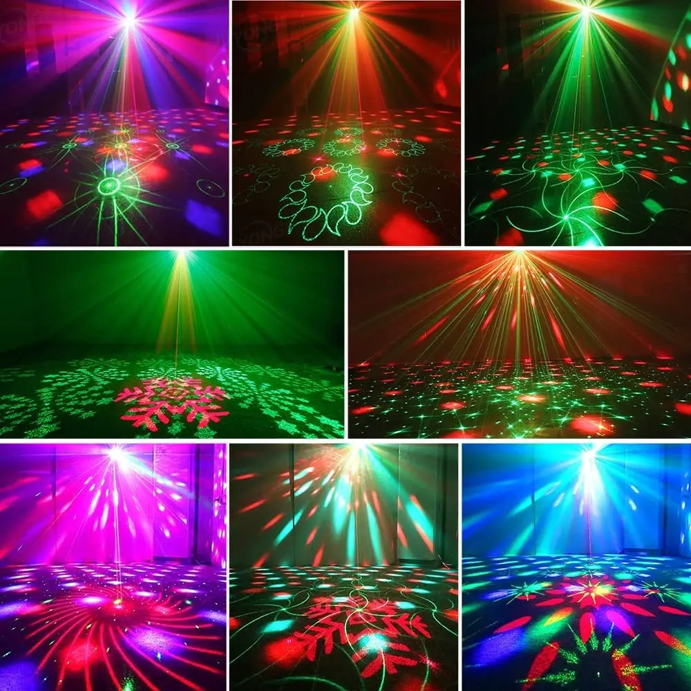 Luci per feste a casa luci a sfera da discoteca con luce Laser rosso verde blu luci di proiezione DJ Stage Effect Wedding Christmas Party Lamp