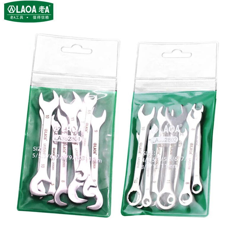 

LAOA Mini тонкий двойной рожковый ключ из нержавеющей стали, двойной ключ из нержавеющей стали, доступен от 4 до 11 мм.