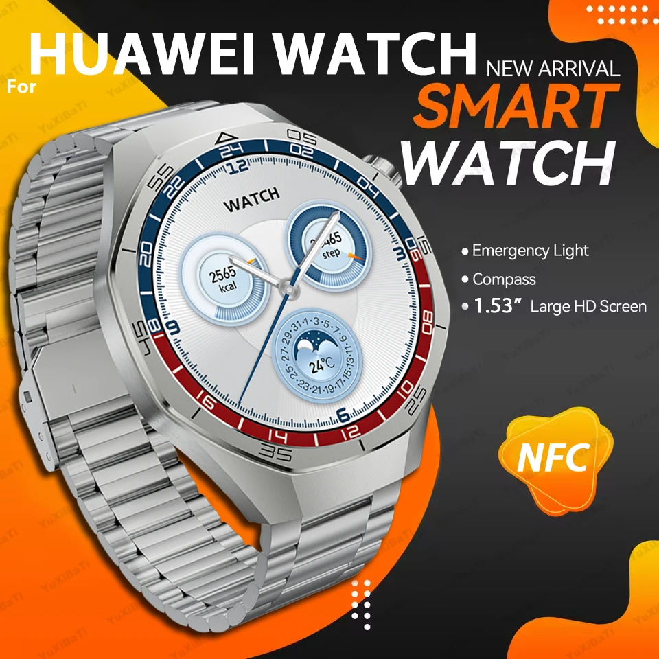 2025 New Watch GT5 Pro Smart Watch 1.53“ AMOLED Screen NFC GPS Tracker BT Call Health Waterproof Smartwatch Men Women For Huawei