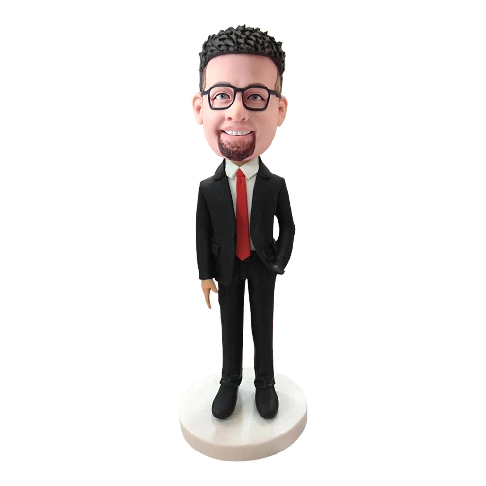 

Custom Bobblehead Figurine Personalized Custom Statue For Man Boss-Male Executive In Red Tie Custom Bobblehead With Engraved Tex