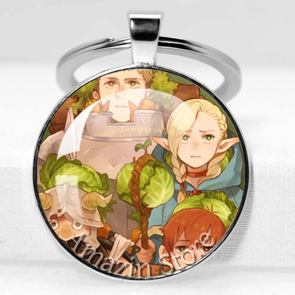 Chaveiro Redondo de 25mm/30mm, Mais Vendidos, Pins de Anime Delicious in Dungeon, Pingente de Desenho Animado Raios Tuden Marcille, Acessório de Presente JD027