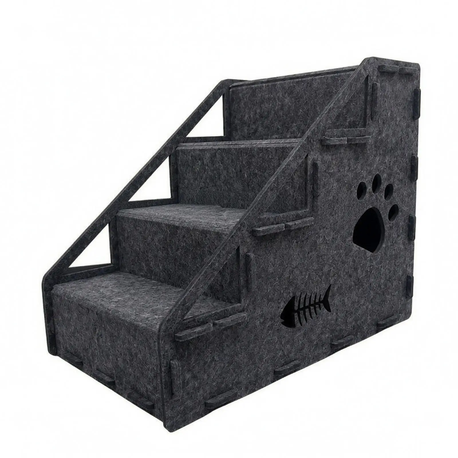 Pet Stairs Felt Ramp for Small Dogs Cats Climbing Levels with Side Panels for Couch