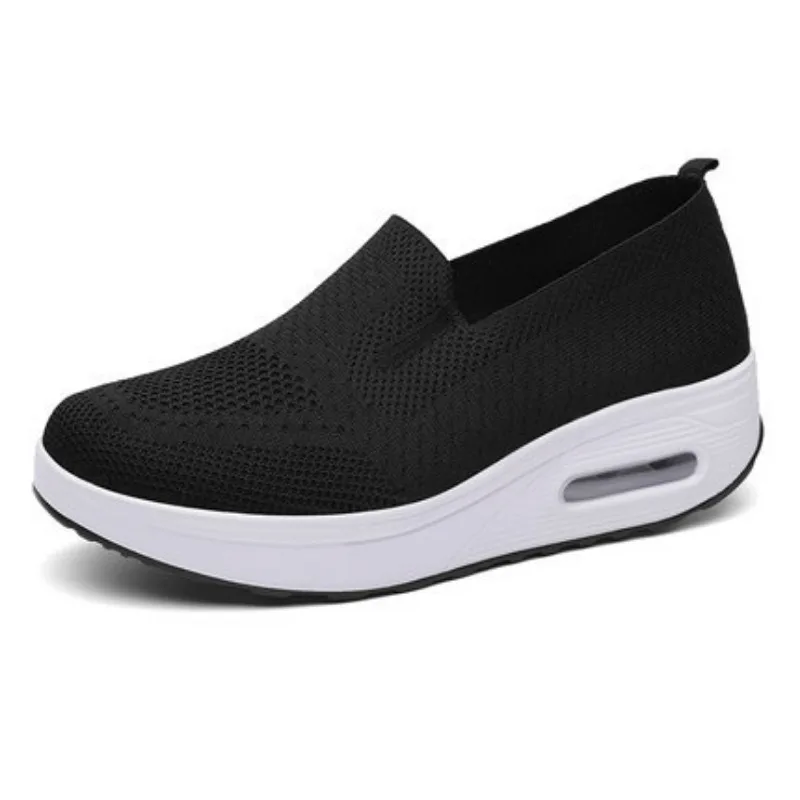 Zapatos de tenis para caminar para mujer, zapatillas de deporte con plataforma elástica y cojín de aire ligero, zapatos deportivos informales para correr