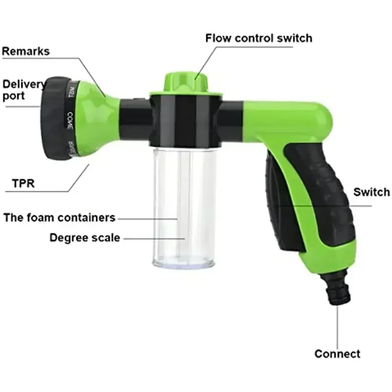 8-In-1 Outdoor Multi-Function Hose Nozzle Pet Bath Dog Wash Garden Watering Tool for Cars And Flowers Amagi