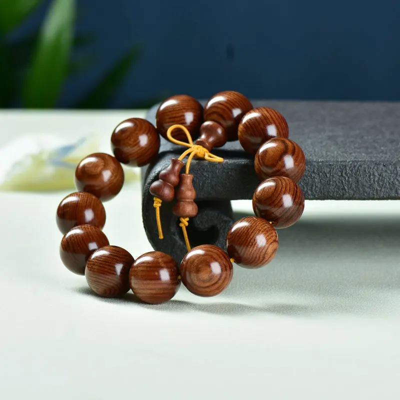 Big Leaf Huanghuali Rosewood HandString Men Kangli Rosewood Buddhist 108 Bead Bracelet Prayer Beads Women Lucky Fortune Blessing