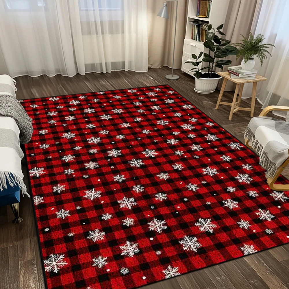 1pc Christmas Jacquard Theme Rug Soft Bedroom Dining Room Carpet Home Entrance Elegant Large Blanket Living Room Ground mat