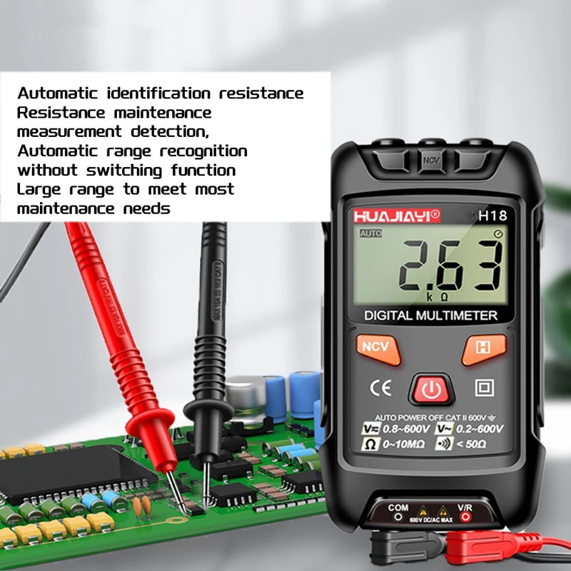 AT14 HUAJIAYI H18 Mini Digital Multimeter AC/DC Voltage Meter 1999 Counts Multimetro Ohm NCV Electricity Tools