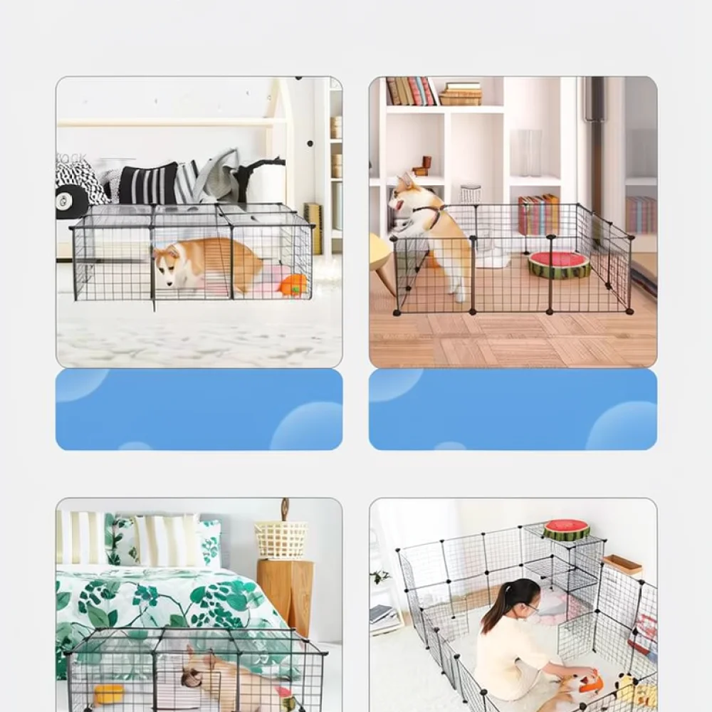 Transparent Resin Panel For Pet Playpen Modular Wire Fence Kennel DIY Puppy Cat Enclosure Foldable Portable Exercise Cage