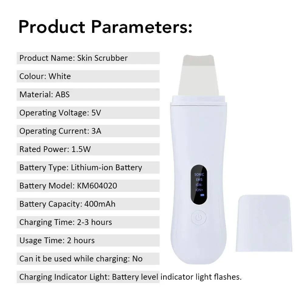 Ion Technology Ultrasonic Skin Scrubber Deep Face Cleaning Facial Lifting Ultrasonic Peeling Skin Care Device USB Rechargeable