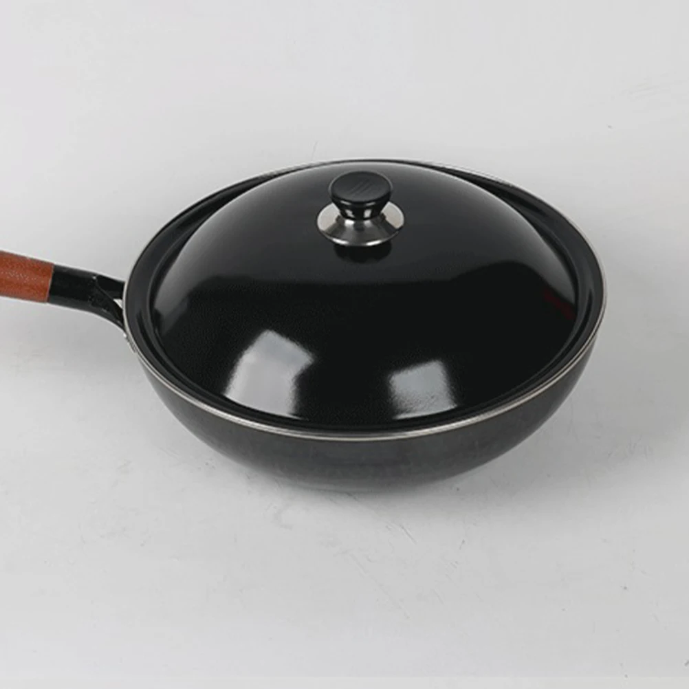 

Black Enamel Lid Washable Anti scald Wok Cover Cheese Melting Dome Washable Pot Lid Pan Cover Kitchen Supplies