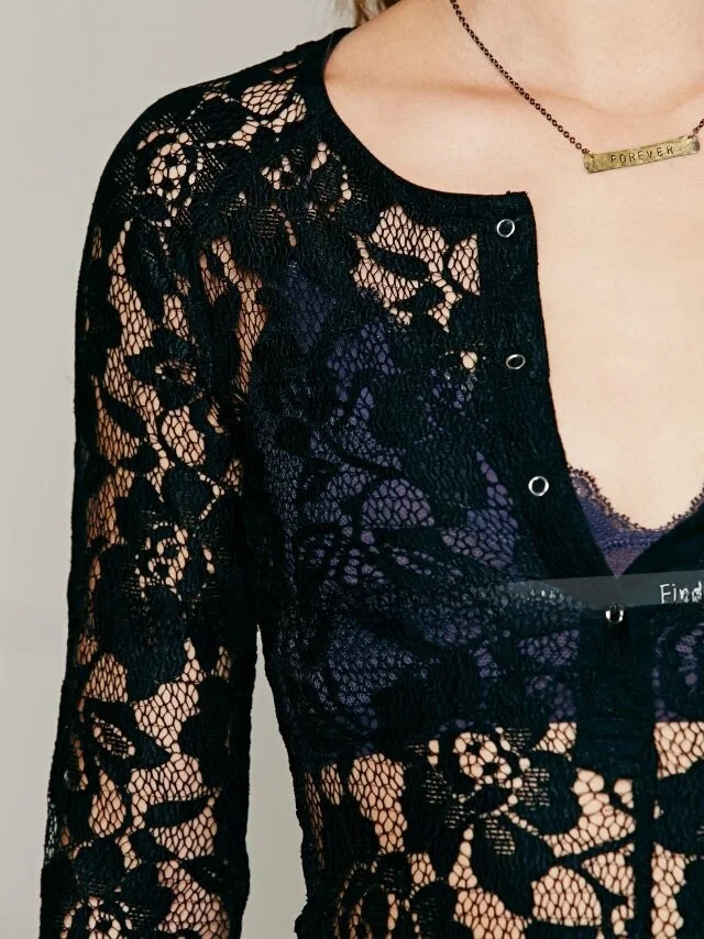 Bla Full Lace Slim Fit Long Sve V-Ne-Piece Sexy évider Faion Street Sle femmes été pantalons décontractés