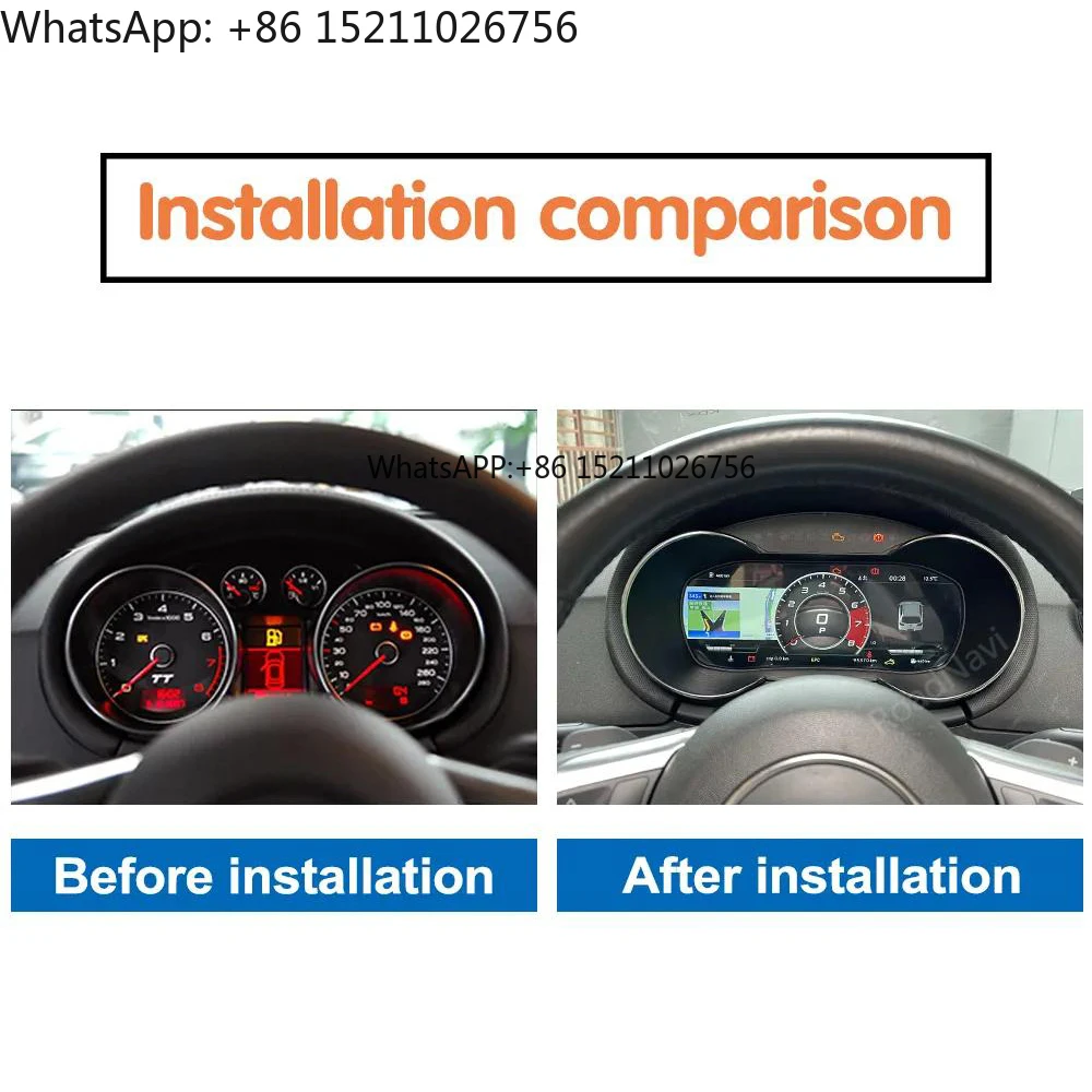 RoadNavi LCD Digital Cluster for Audi A3 Q5 A4 A6 Q7 TT 2008-2014 Dashboard Panel Speedometer