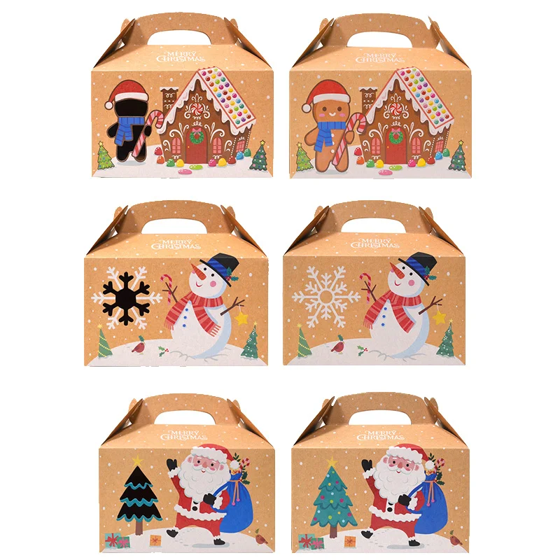 12/24/36/48PCS Merry Christmas Candy Box Paper Gift Cookie Cake Treat Packag Box Navidad Natal Noel New Year 2023 Party Supplies