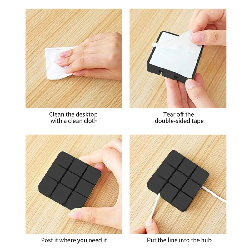 Jiugongge-Black Fixed Line Clamp, Data Line Winding, Linha USB Fixação, Cable Management, Cable Management