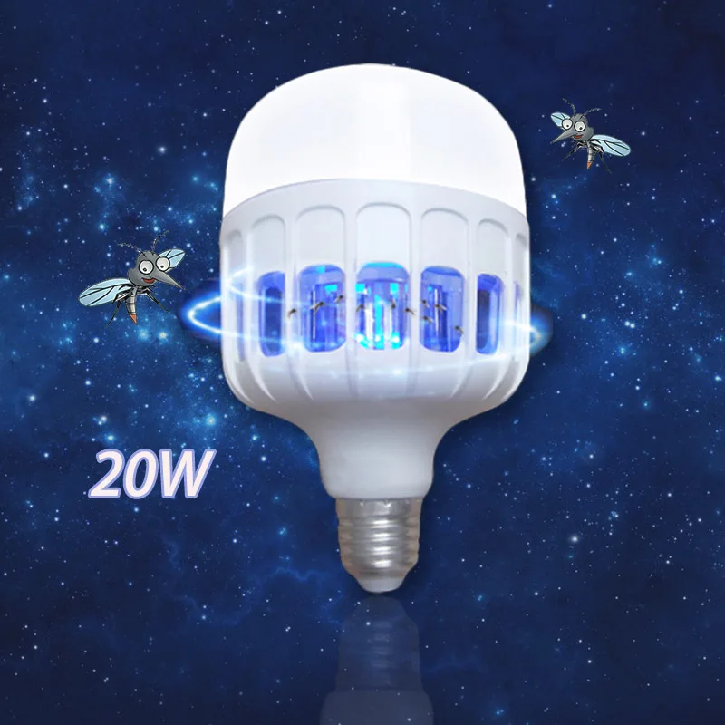 20W Anti Mosquito luz bombillas repelente de insectos insecto asesino lámpara de noche LED Mosquito asesino AC 175 V- 220V 2 en 1 bombilla E27