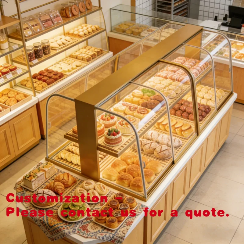 

Customize.OEM Bakery Showcase Counter with Branding Design Service Layout Cafe and Dessert Shop