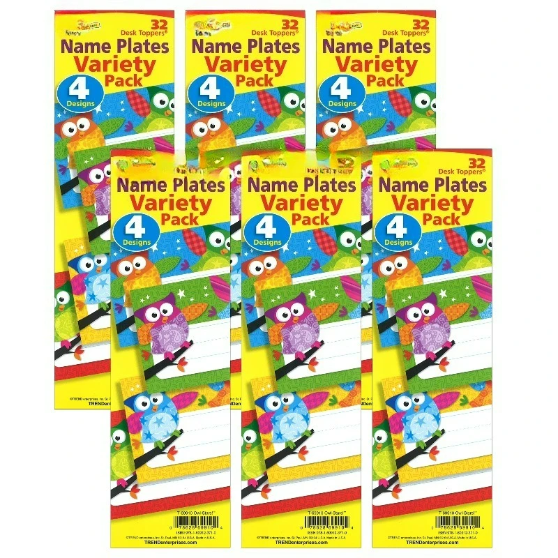 Owl-Stars! Desk Toppers Name Plates Variety Pack, 32 Per Pack, 6 Packs