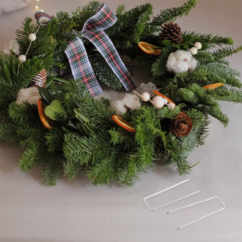 

150pcs Floral Pins U Shaped Galvanized For Foam Plant Arrangements Garden Landscaping Wreath Making Supplies Metal Stakes