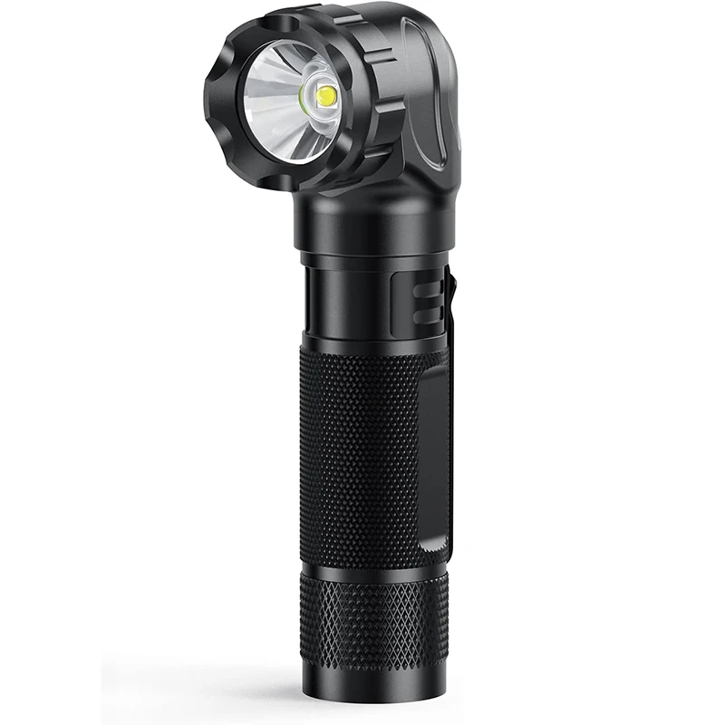 500lm Right Angle Flashlight Tactical Flashlight Led Light Rechargeable Compact Torch for Hunting Fishing Camping(3.9X1.6X1in)