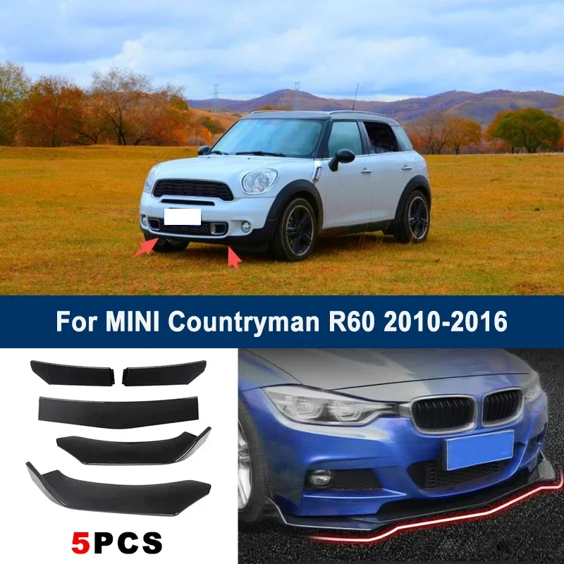 

Adjustable 5Pcs Sectional Front Spoiler Lip For MINI Countryman R60 2010-2016 Front Bumper Splitter Car Exterior Sport Body Kit