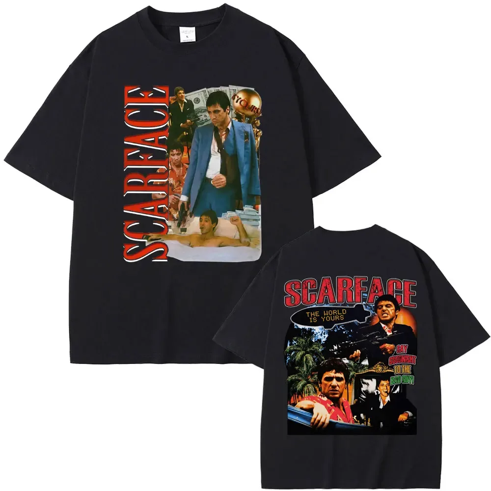 Classic Vintage Movie Scarface Al Pacino As Tony Montana T-shirts Men Casual Oversized T Shirts Male Hip Hop Punk Rock T Shirt