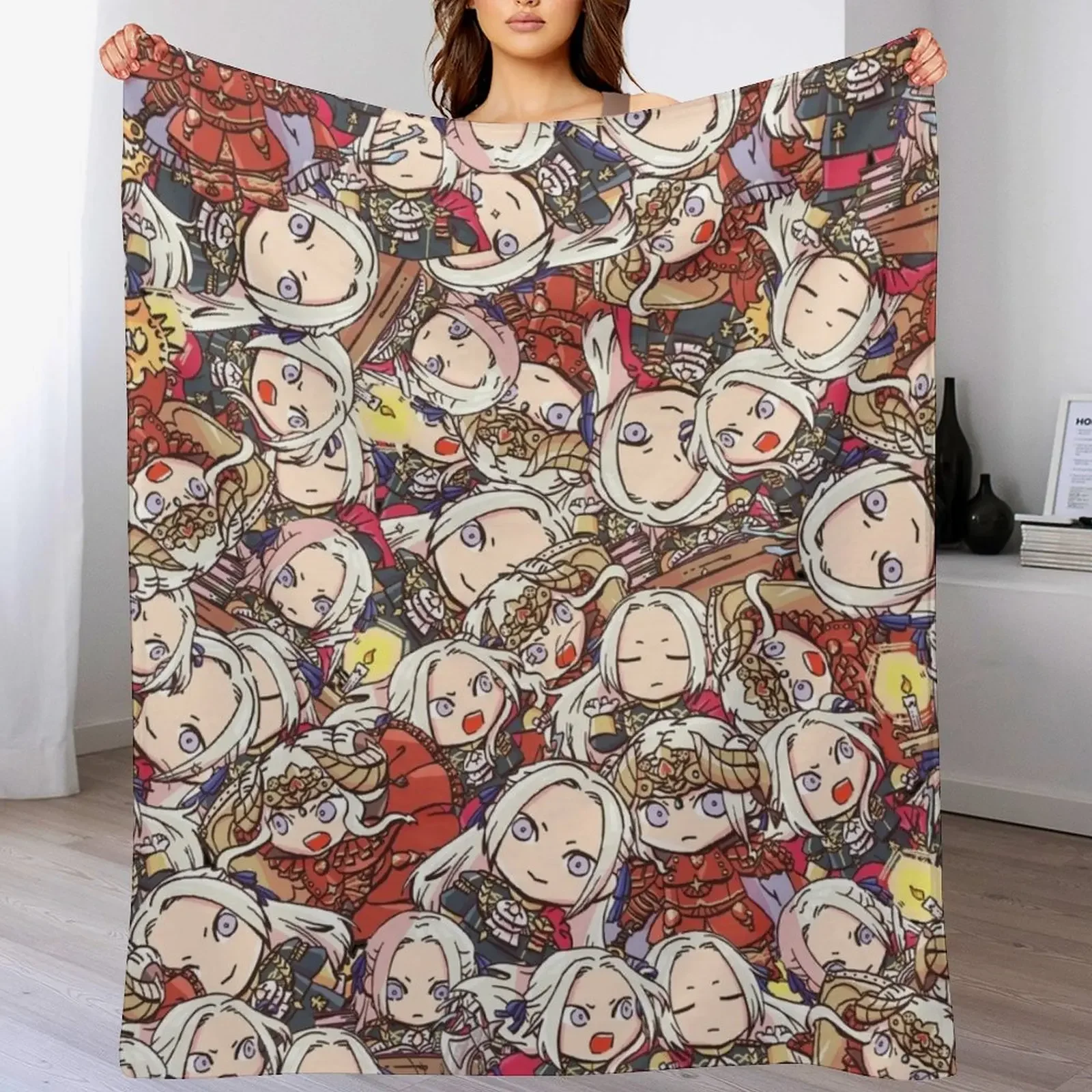 Fire Emblem Three Houses: Chibi Edelgard Collage Throw Blanket Soft Nap anime Blankets