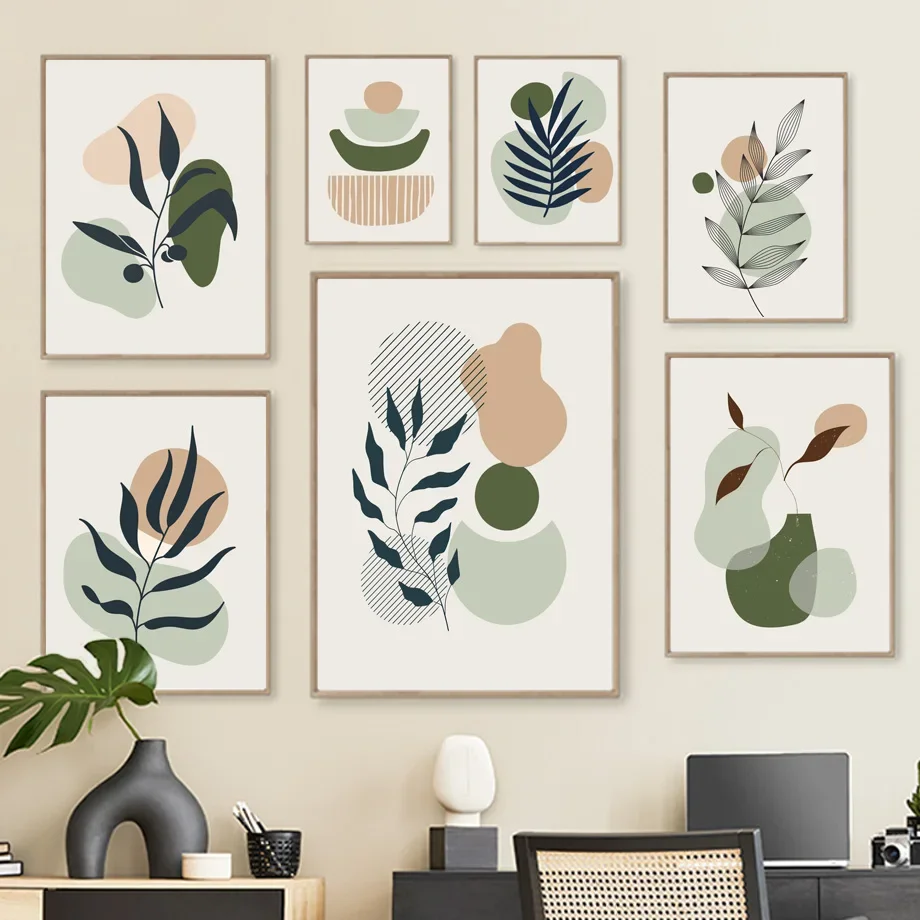 

Abstract Line Zen Boho Sage Green Plants Wall Art Canvas Painting Nordic Posters And Prints Wall Pictures For Living Room Decor