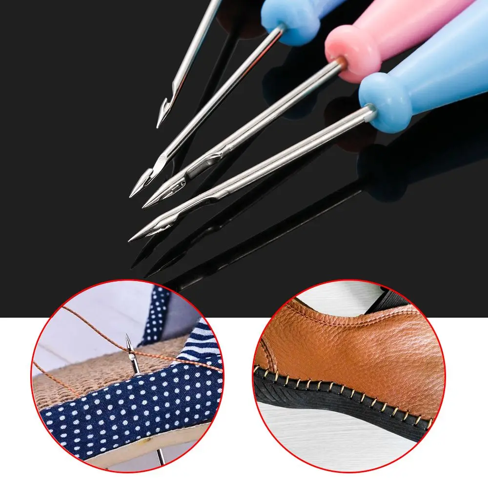 

Steel Stitcher Sewing Awl Shoes Bags Hole Hook DIY Handmade Leather Tool Plastic Handle Cone Needle Shoe Repair Needles