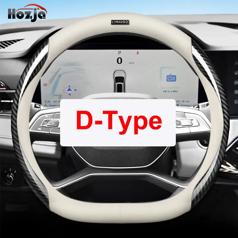 For Lynk&Co 01 2021 2022 2023 Steering Wheel Cover Breathable Non-slip 12color Carbon Fiber Bicolor Leather Car Accessories