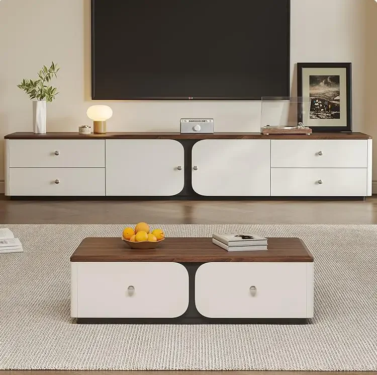 for Hotel Living Room Panel Design Nordic Style Coffee Tables with TV Stand Wood Glass Hot Sale Home Furniture